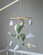 Airplane nursery baby mobile with hot air balloon - Minidreams Decor