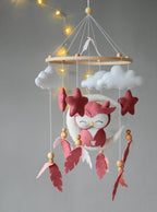 Owl Mobile with clouds and feathers - Minidreams Decor